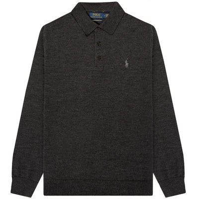 Polo Ralph Lauren Washable Wool Polo-Collar Jumper Dark Granite Heather
