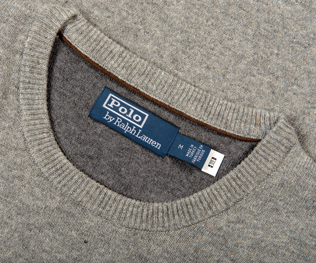Ralph Lauren Classic Logo Crewneck Knit Fawn Grey Heather