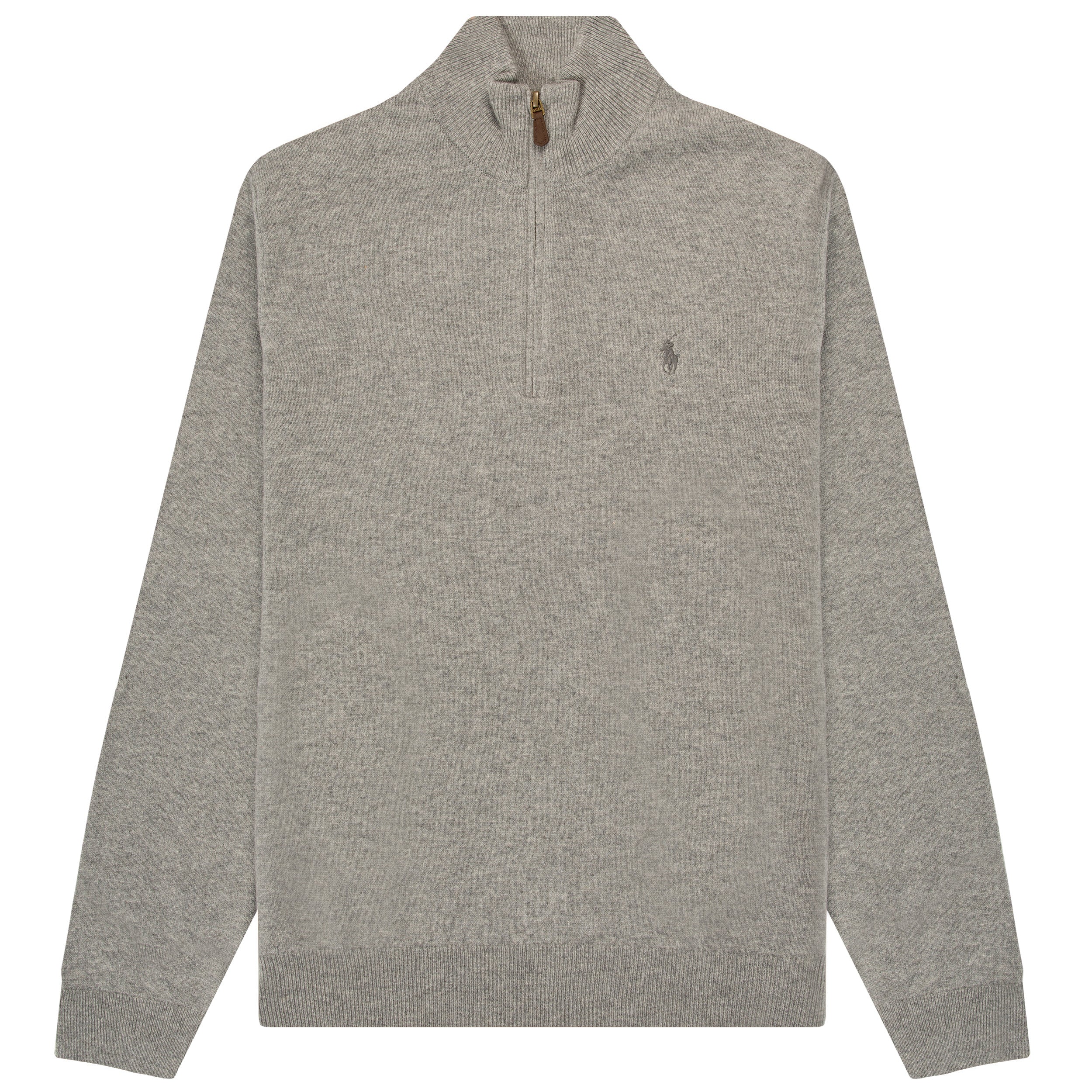 Ralph Lauren Classic Logo 1/4 Zip Knit Fawn Grey Heather