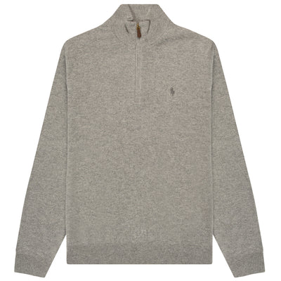 Polo Ralph Lauren Classic Logo 1/4 Zip Knit Fawn Grey Heather