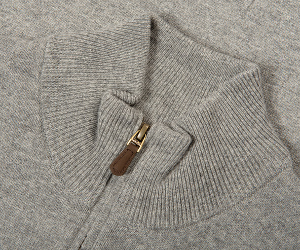 Polo Ralph Lauren Classic Logo 1/4 Zip Knit Fawn Grey Heather