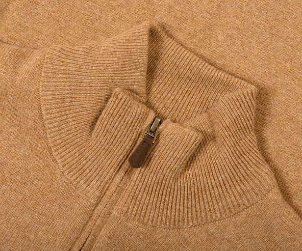 Polo Ralph Lauren Classic Logo 1/4 Zip Knit Latte Brown Heather