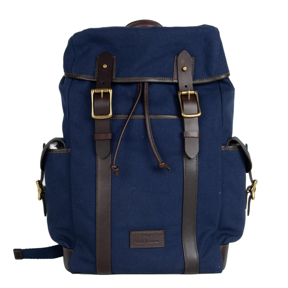 Polo Ralph Lauren Leather-Trim Canvas Backpack Newport Navy/Dark Brown
