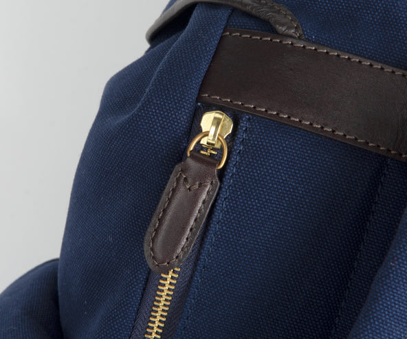 Polo Ralph Lauren Leather-Trim Canvas Backpack Newport Navy/Dark Brown