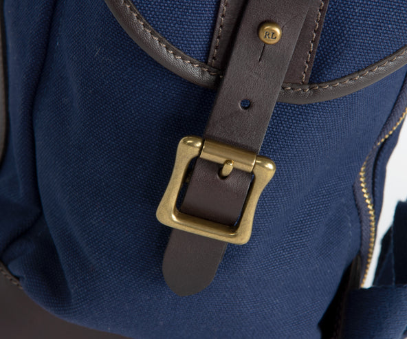 Polo Ralph Lauren Leather-Trim Canvas Backpack Newport Navy/Dark Brown