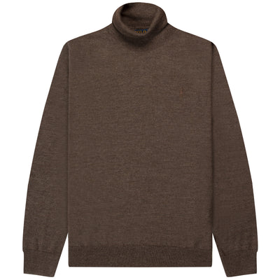 Polo Ralph Lauren Washable Wool Turtleneck Sweater Brown Heather