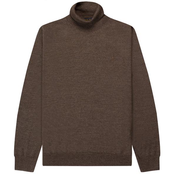 Polo Ralph Lauren Washable Wool Turtleneck Sweater Brown Heather