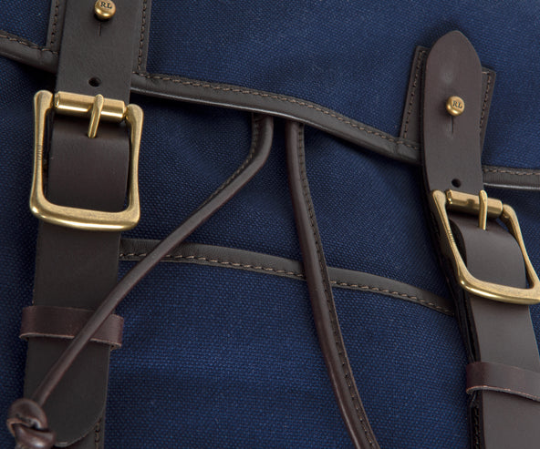 Polo Ralph Lauren Leather-Trim Canvas Backpack Newport Navy/Dark Brown