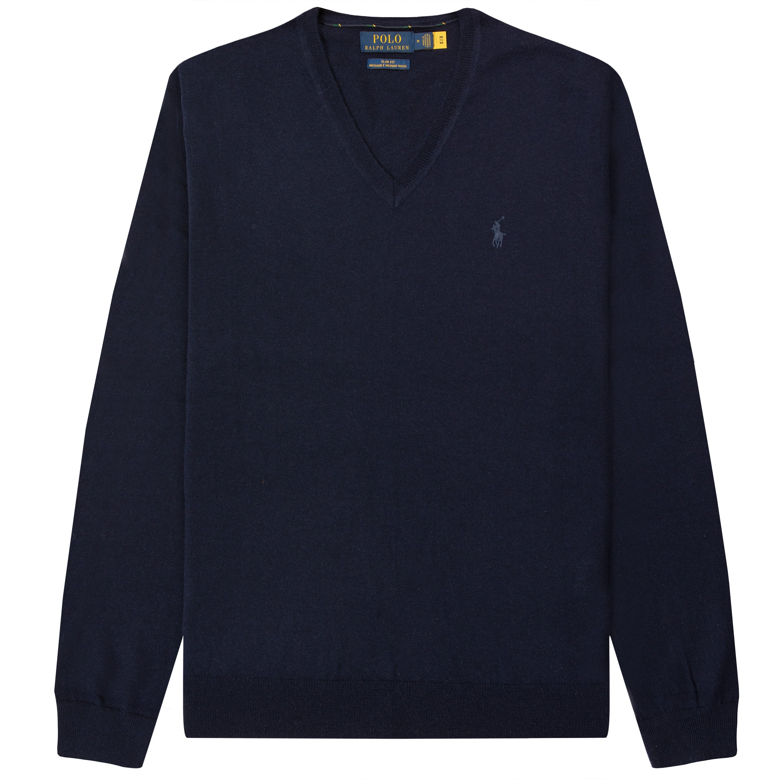 Ralph Lauren Slim Fit Washable Wool V-Neck Sweater Hunter Navy