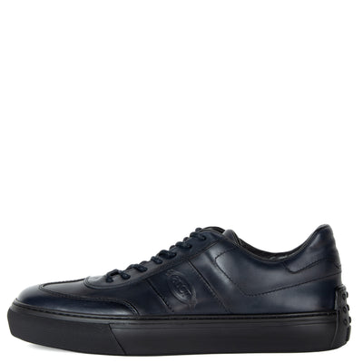 Tods Allacciata Leather Trainers Dark Navy