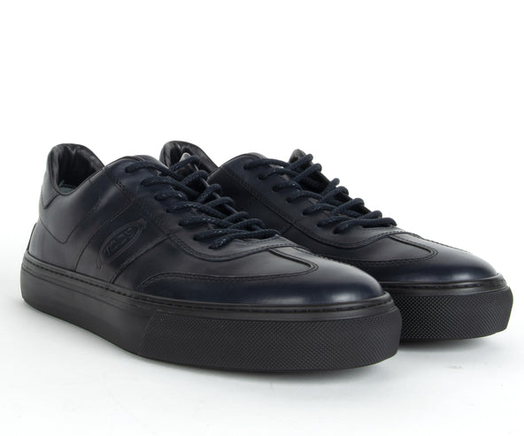 Tods Allacciata Leather Trainers Dark Navy