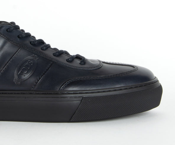 Tods Allacciata Leather Trainers Dark Navy