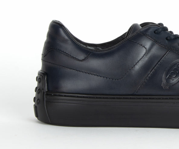Tods Allacciata Leather Trainers Dark Navy
