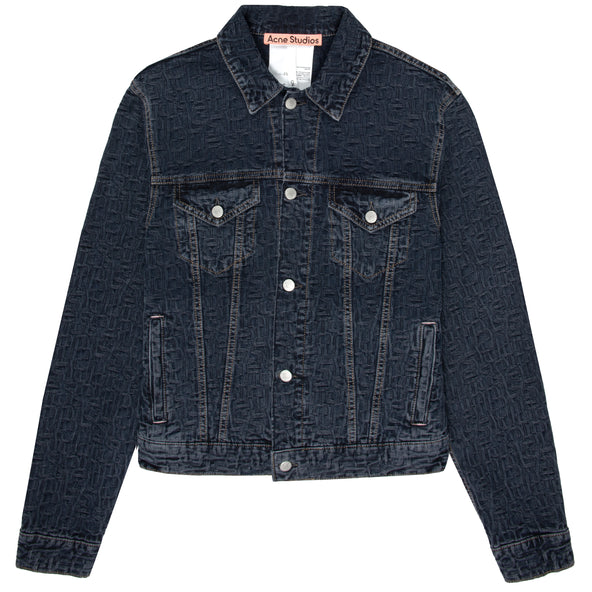 Acne Studios Monogramed Jacquard Denim Jacket Navy