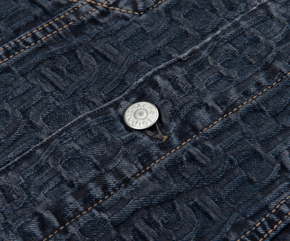 Acne Studios Monogramed Jacquard Denim Jacket Navy