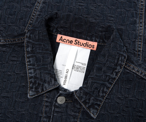 Acne Studios Monogramed Jacquard Denim Jacket Navy