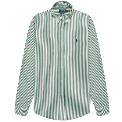 Polo Ralph Lauren Slim Fit Striped Stretch Poplin Shirt Pine/White