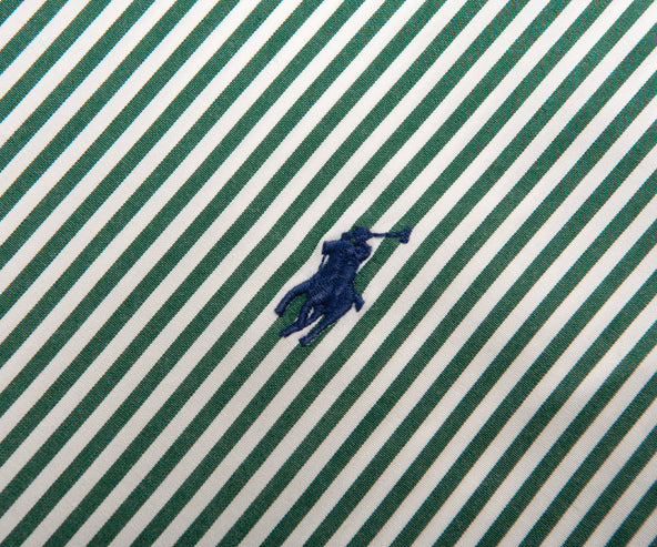 Polo Ralph Lauren Slim Fit Striped Stretch Poplin Shirt Pine/White