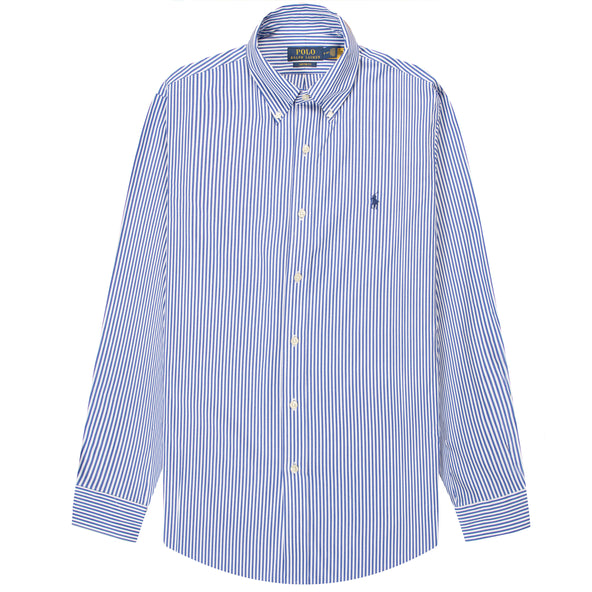 Polo Ralph Lauren Custom Fit Striped Stretch Poplin Shirt Blue/White