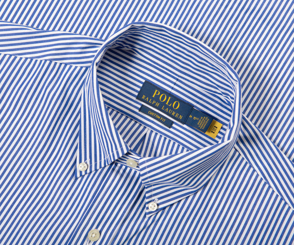 Polo Ralph Lauren Custom Fit Striped Stretch Poplin Shirt Blue/White