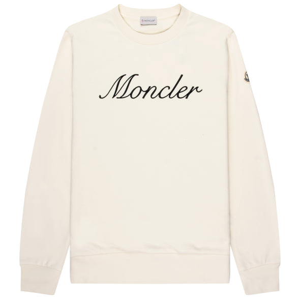 Moncler Embroidered Logo Sweatshirt White