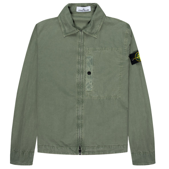 Stone Island Cotton Overshirt With Chest Pocket Sage Green