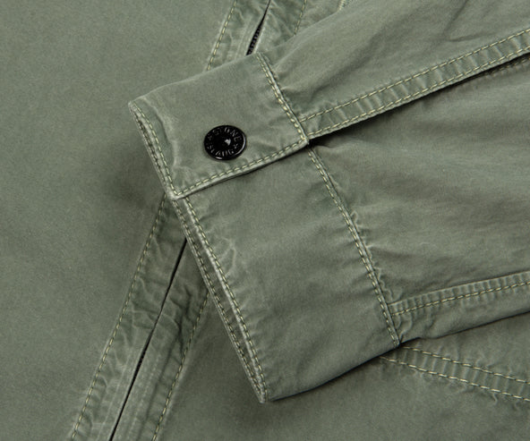 Stone Island Cotton Overshirt With Chest Pocket Sage Green