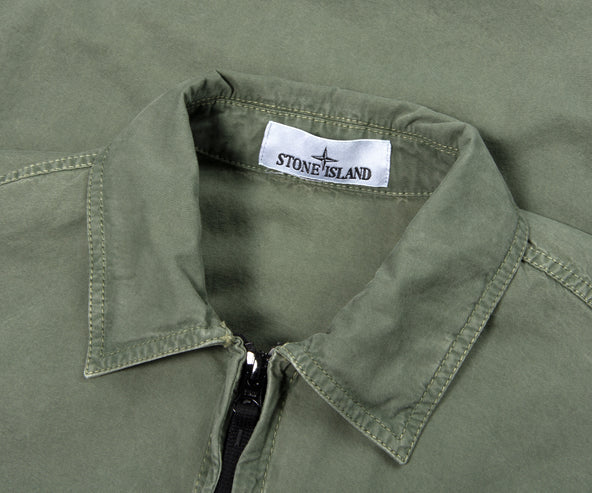 Stone Island Cotton Overshirt With Chest Pocket Sage Green