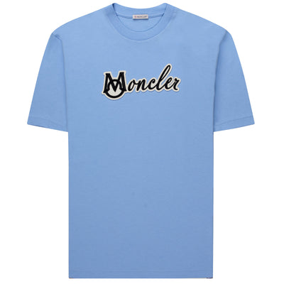 Moncler Embroidered Varsity Logo T-Shirt Light Blue
