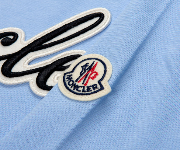 Moncler Embroidered Varsity Logo T-Shirt Light Blue