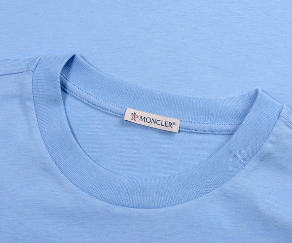 Moncler Embroidered Varsity Logo T-Shirt Light Blue