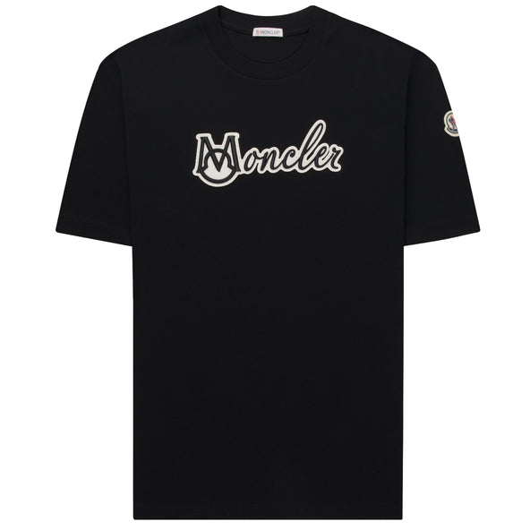 Moncler Embroidered Varsity Logo T-Shirt Black