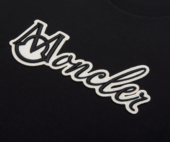 Moncler Embroidered Varsity Logo T-Shirt Black
