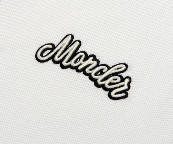 Moncler Embroidered Varsity Logo Polo White
