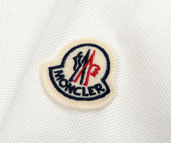 Moncler Embroidered Varsity Logo Polo White