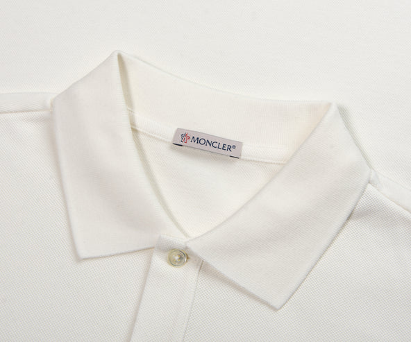 Moncler Embroidered Varsity Logo Polo White