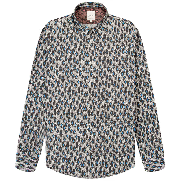 Paul Smith Big Flower Slim Fit Cotton Shirt White