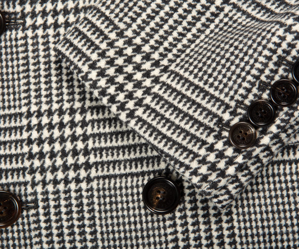 BRUNELLO CUCINELLI DB Prince Of Wales Checked Wool Overcoat Black/White
