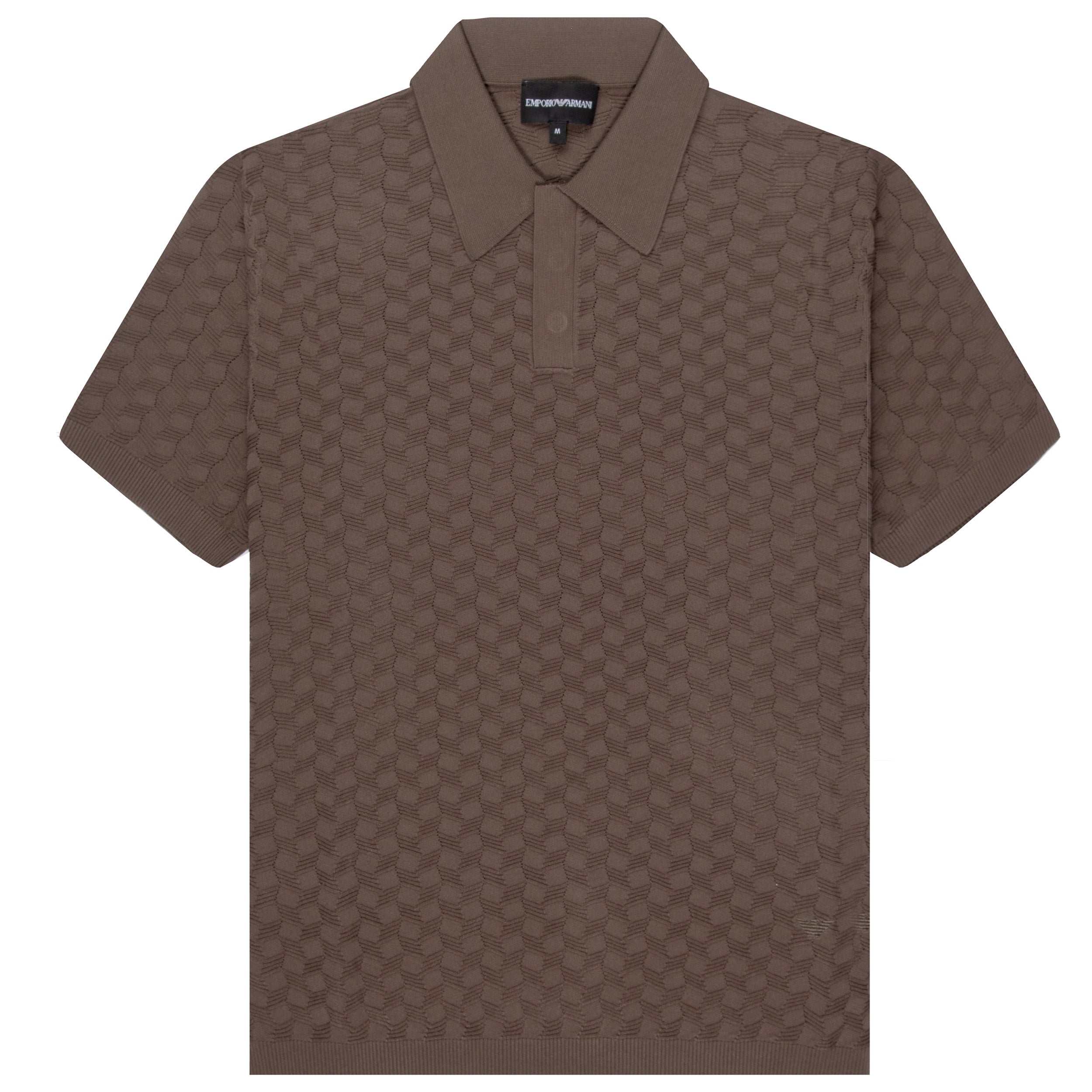 Emporio Armani Textured Weave SS Polo Brown