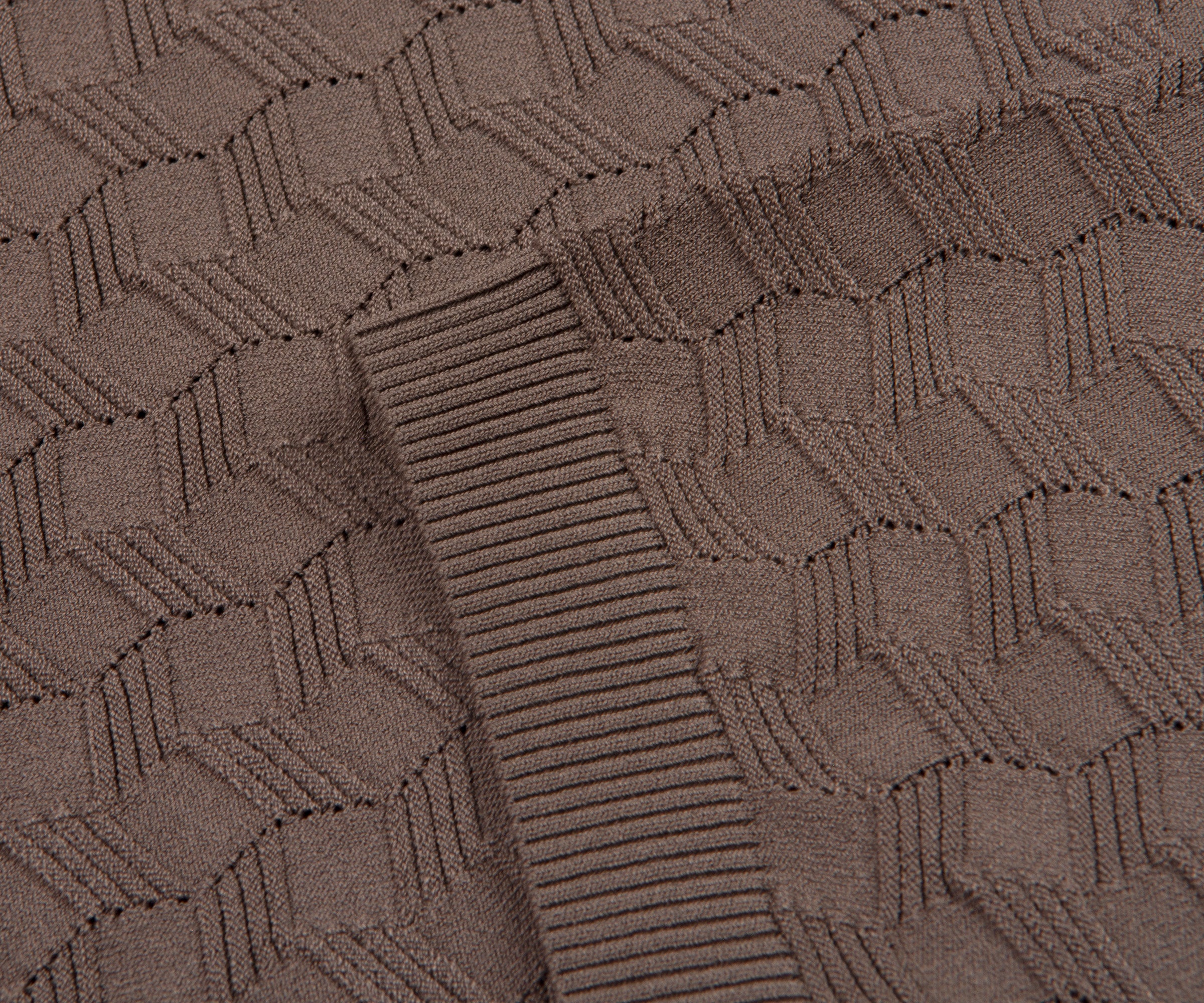 Emporio Armani Textured Weave SS Polo Brown