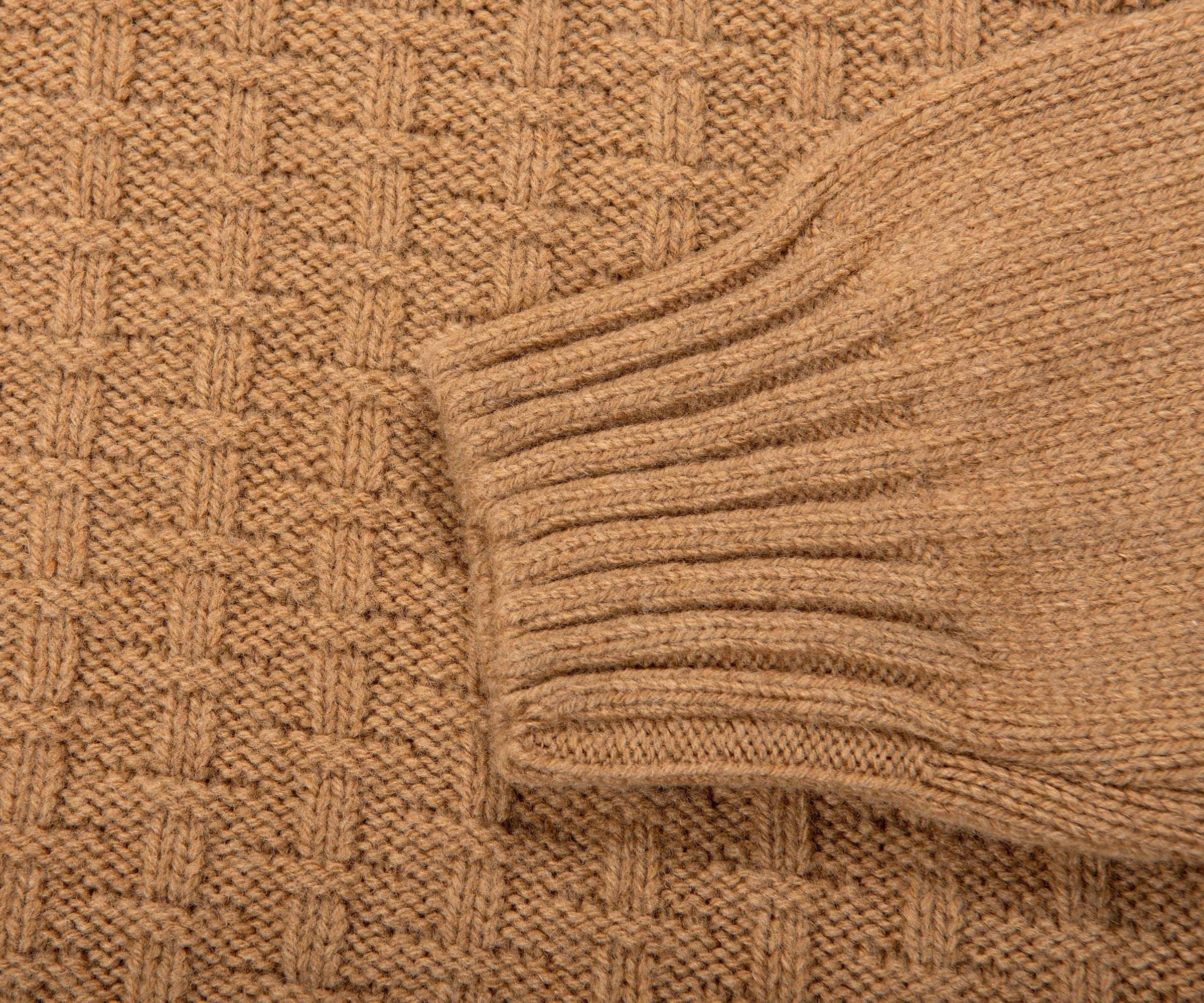 Canali Mixed Wool Jacquard Motif Turtleneck Camel