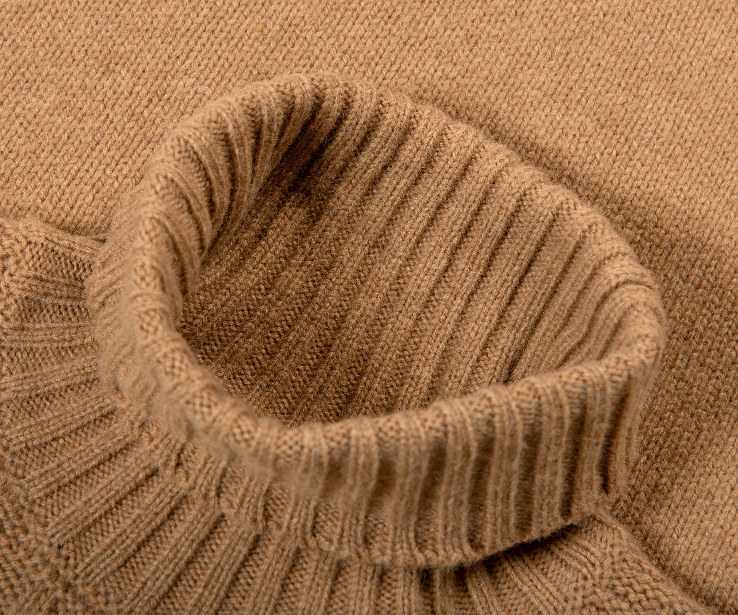 Canali Mixed Wool Jacquard Motif Turtleneck Camel