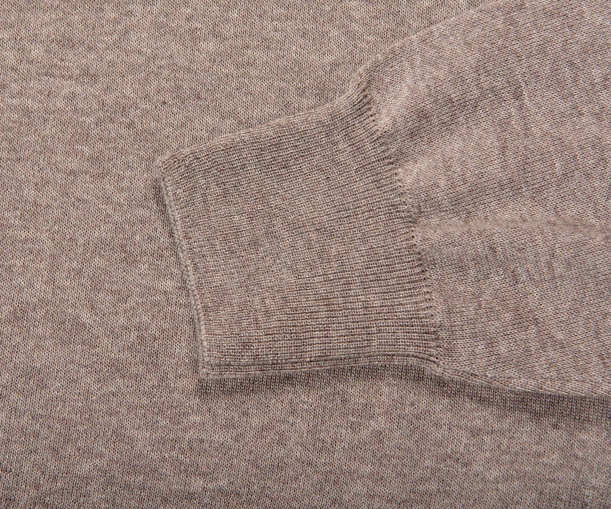 Canali Merino Wool Mock Turtleneck 1/4 Zip Knit Taupe