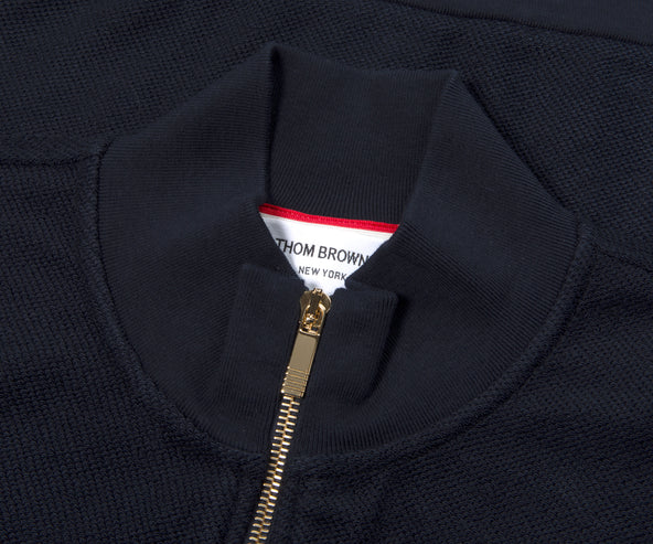 Thom Browne Funnel Neck Zip Knitted Cardigan Navy