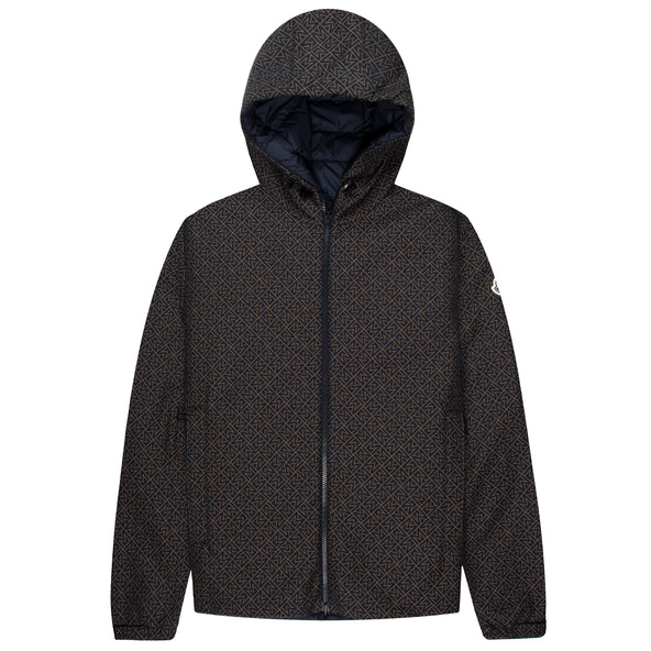 Moncler Guery Monogram Reversible Hooded Short Down Jacket Blue/Red