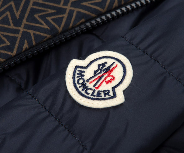 Moncler Guery Monogram Reversible Hooded Short Down Jacket Blue/Red