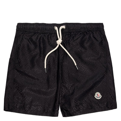 Moncler Monogram Jacquard Swim Shorts Black