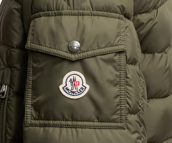 Moncler Galion Green Hooded Short Down Jacket – Pockets