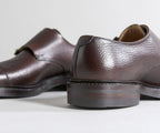 Crockett & Jones 'Harrogate' Country Calf Grain Double Monk Shoes Dark Brown