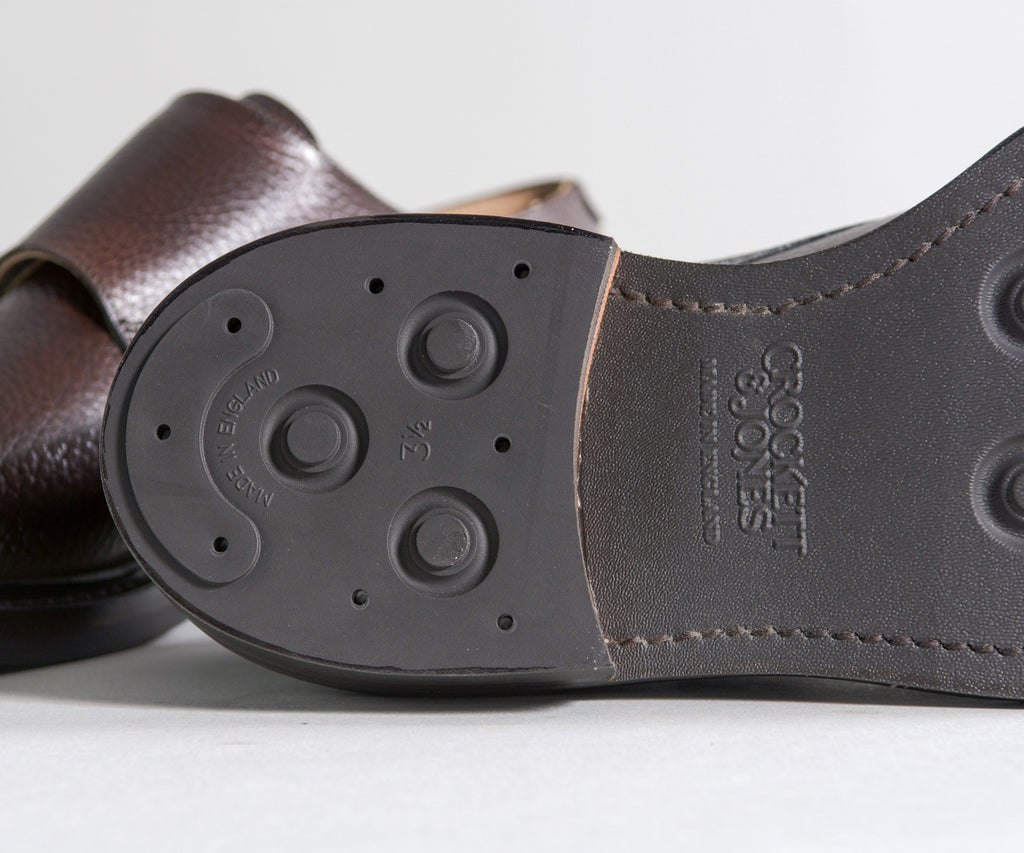 Crockett & Jones 'Harrogate' Country Calf Grain Double Monk Shoes Dark Brown